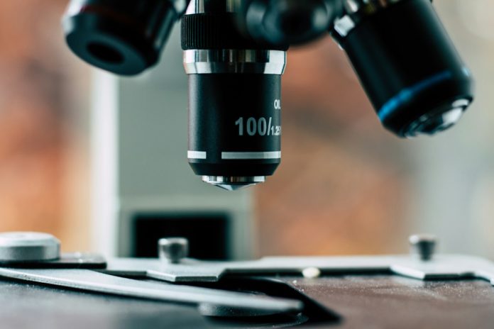 Microscope illustrating vaccine composition research