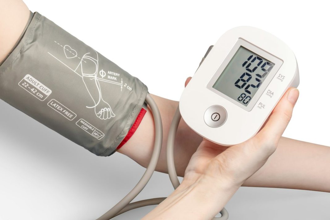 Digital blood pressure monitor ready for a home reading