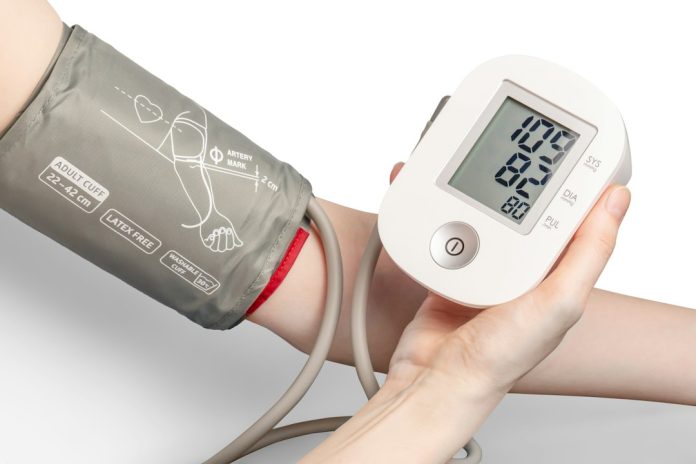 Digital blood pressure monitor ready for a home reading