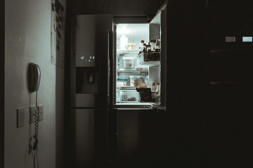 Closed refrigerator during a power outage