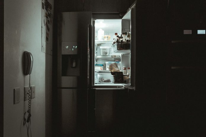 Closed refrigerator during a power outage